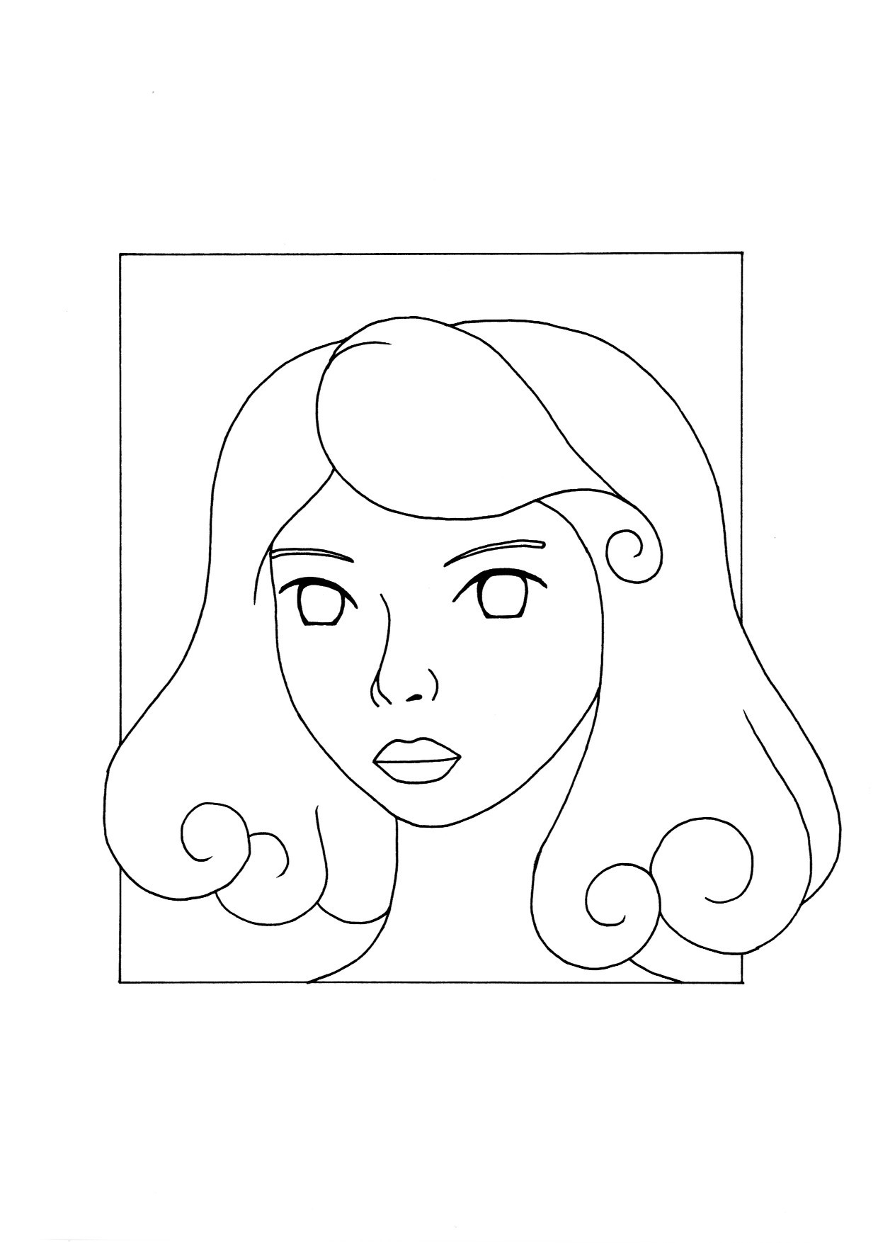 Coloring Page: Head in comic-book style
